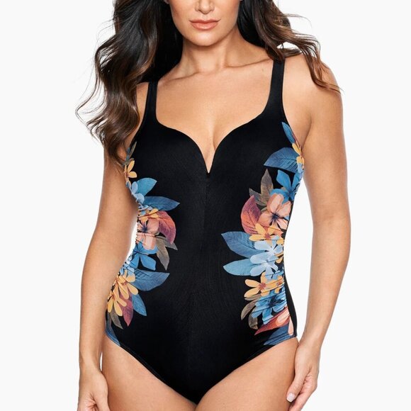 New! Miraclesuit Black Plumeria Temptress One Piece Swimsuit nwot 35099 - Picture 3 of 13